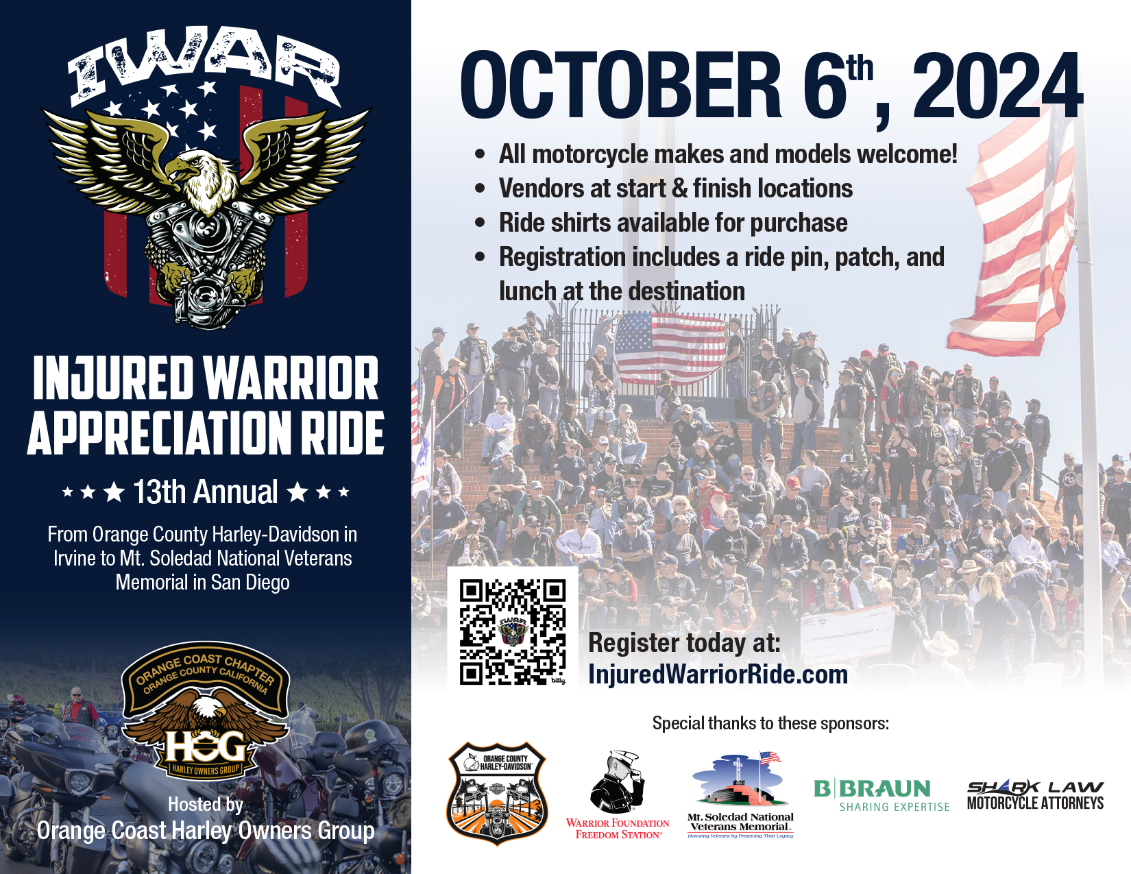 2024 IWAR - Injured Warrior Appreciation Ride - Oct. 6, 2024
